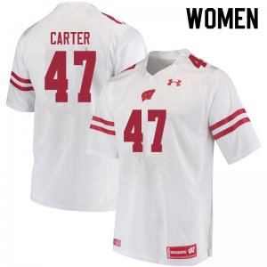 Women's Wisconsin Badgers NCAA #47 Nate Carter White Authentic Under Armour Stitched College Football Jersey VJ31Z22QT